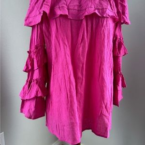 Entro ruffle pink new blouse top off shoulder girly tags cruise wedding birthday